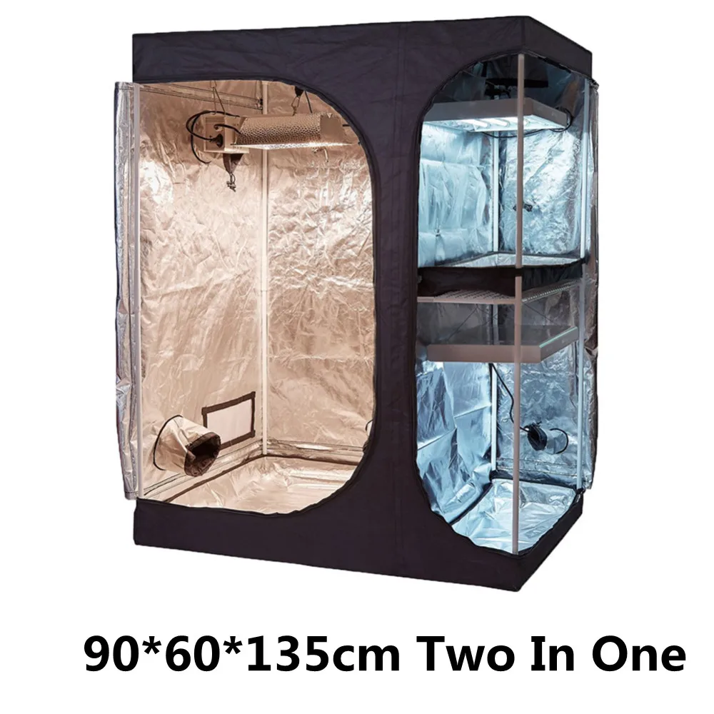 90x60x135cm 90x60x135 см, палатка для выращивания, двойной слой, два в одном, коробка для выращивания, светодиодный светильник для выращивания растений в помещении, гидропоники, садовые растения, выращивание рассады, результат - Испускаемый цвет: 90x60x135cm