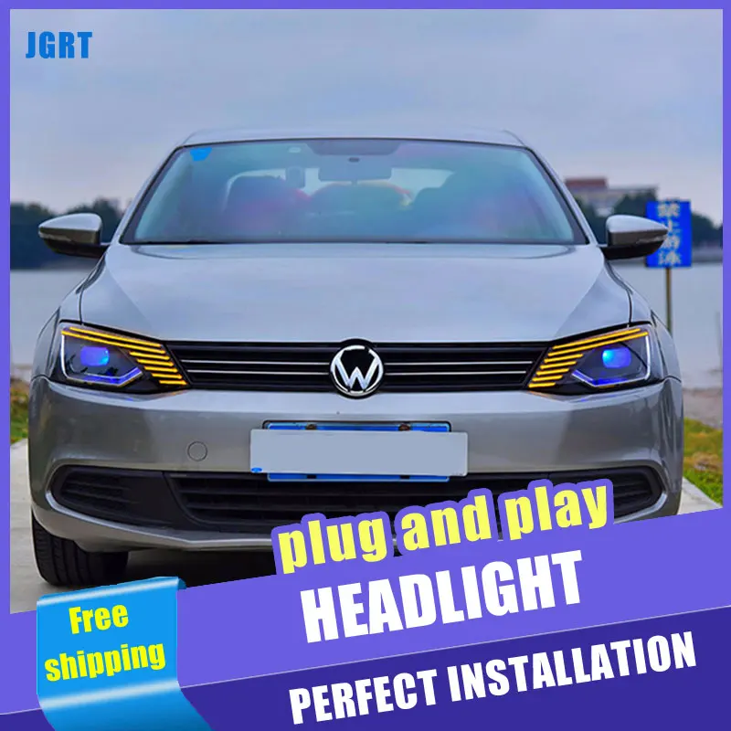 Фары автомобильные 2 шт. светодиодные для VW Jetta 2011-2018 DRL двухлучевые H7 Ксеноновые
