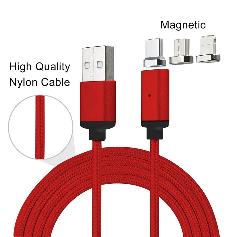 Магнитный кабель 3 в 1 зарядное устройство USB Type-C/Micro USB/IOS шнур для зарядки и
