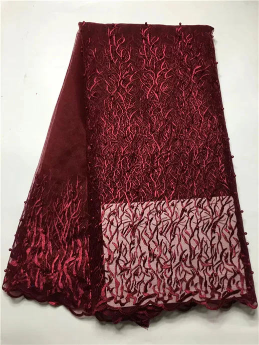 Фиолетовая нигерийская французская кружевная ткань 2018 африканская Тюлевая