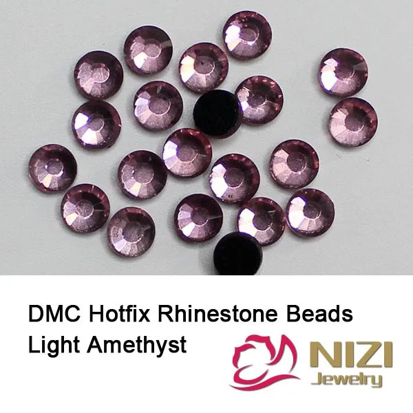 

Light Amethyst Iron on Strass Round Flatback Glass Rhinestone DMC Iron On Rhinestone For Bridals Dress Strass With Glue Backing