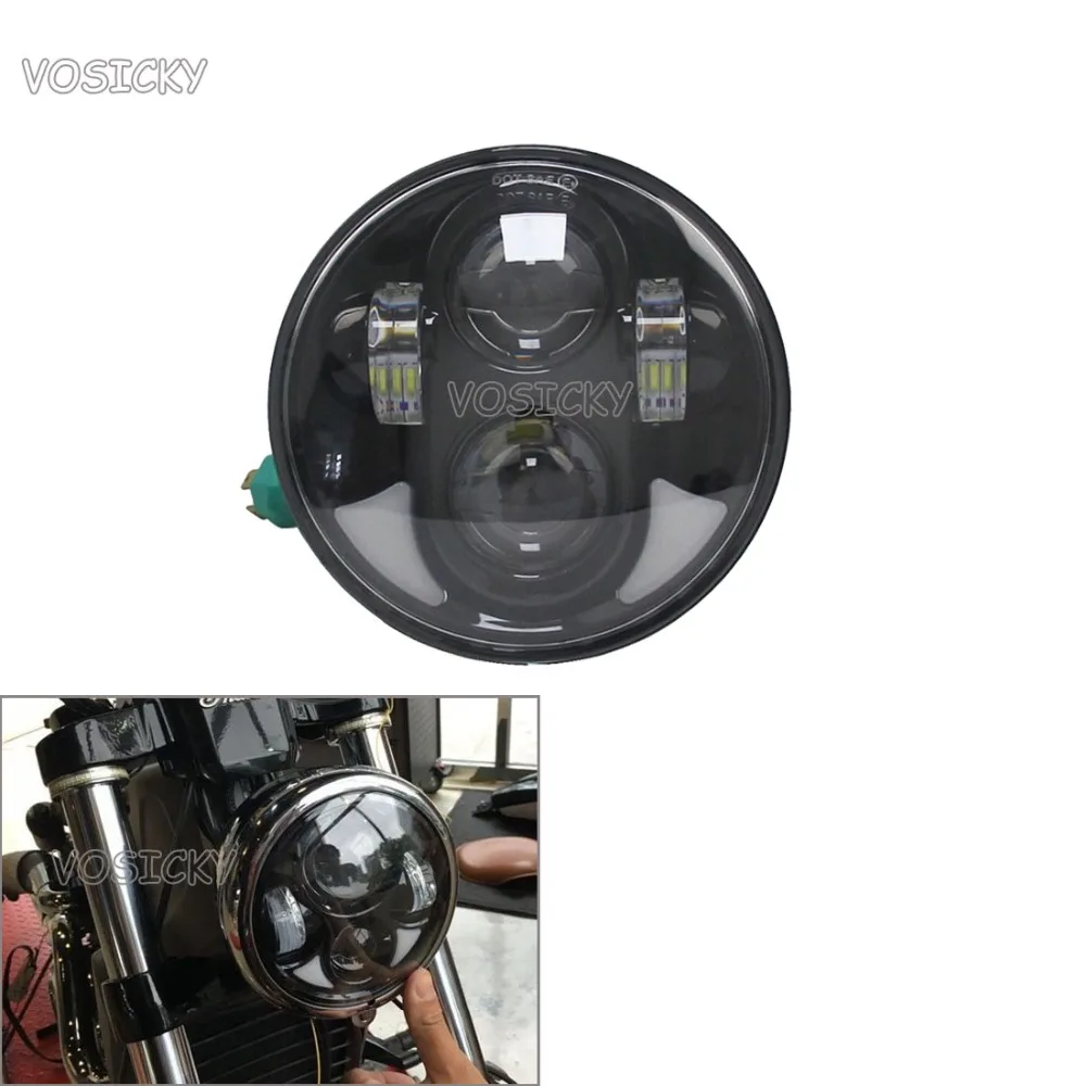 

1 Piece 5 3/4'' 5.75 Inch LED Headlight Motorcycle 40W 6000K DRL H4 High-Low Beam For Dyna softail Sportster Headlamp