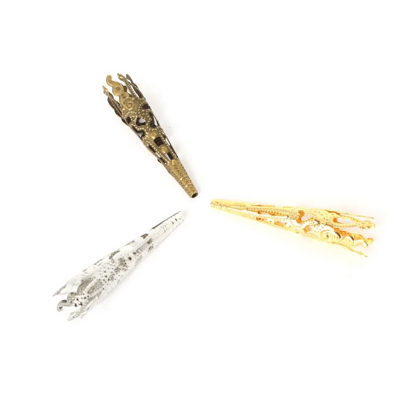 50 шт./лот Rhodium/Gold филигранные колпачки из бисера металлические конусные Подвески