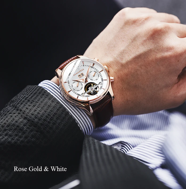 Мужские полностью автоматические механические часы Tourbillon роскошные модные