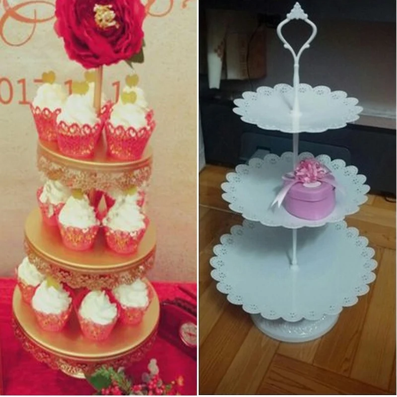 

1 set Crown Design Cake Stand Zinc Alloy 3 Layers Wedding Cake Plate Stand Fruits bar decoration cake tools