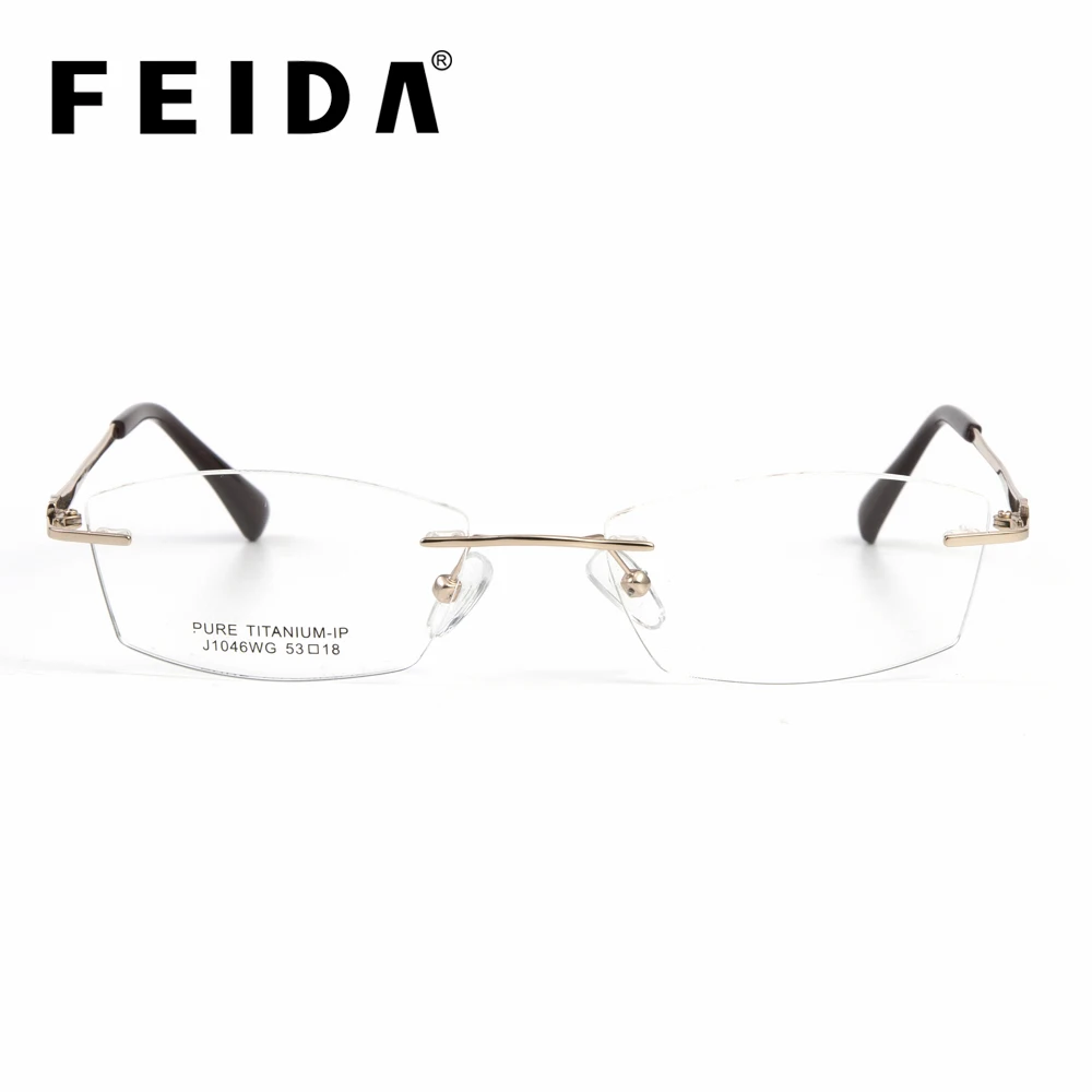 Женские очки без оправы из чистого титана FEIDA оптическая оправа для очков легкая