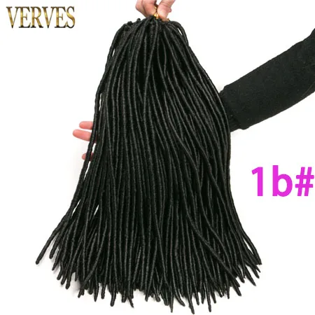 VERVES Faux locs 18 дюймов накладные волосы на крючке, на возраст от 1 года до 8 лет пакет, заплетённые волосы черного цвета, ошибка, коричневый, 24 шт./упаковка, синтетические волосы, шиньоны, плетёные - Цвет: # 1B