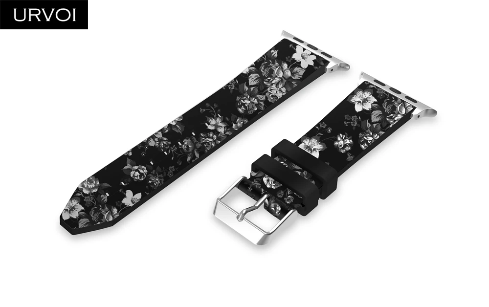 URVOI силиконовый ремешок для apple watch series 5 4 3 2 1 спортивный ремешок для iwatch с пряжкой модные декоративные цветы удобные ощущения