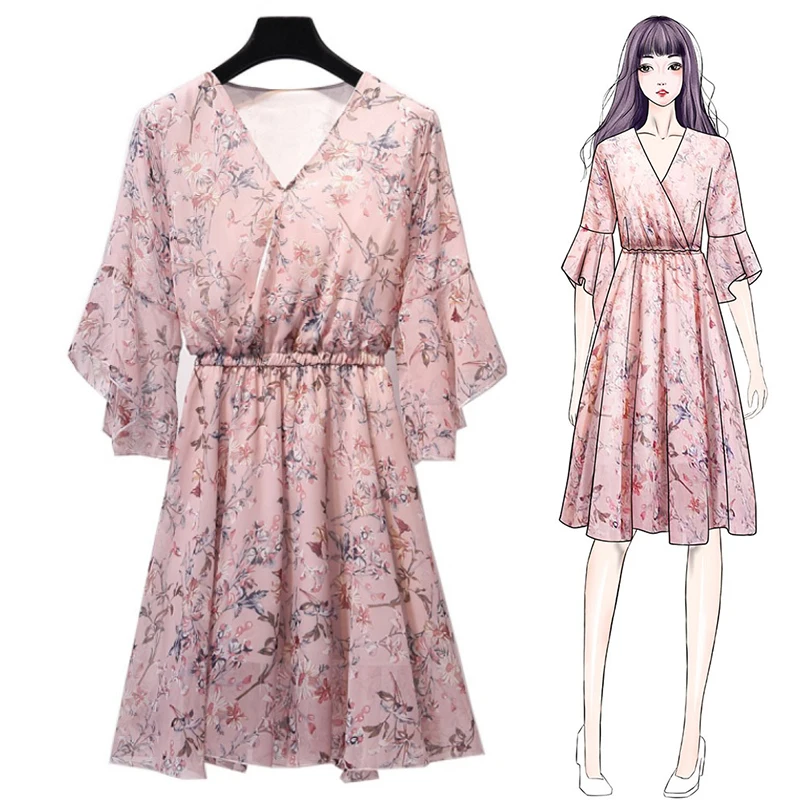 Женское Повседневное платье Trytree ТРАПЕЦИЕВИДНОЕ ПЛАТЬЕ до колена с v образным