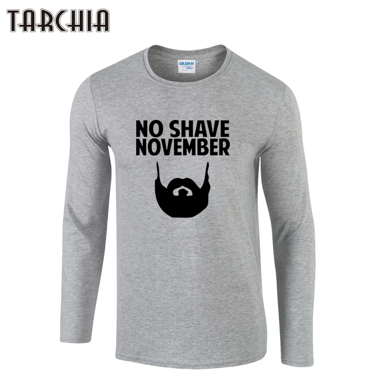 

TARCHIA 2021 Brand Tops Tee Fitness Long Sleeve Men o-neck No Shave November T-Shirt 100% Cotton Plus Size T Shirt Funny Homme