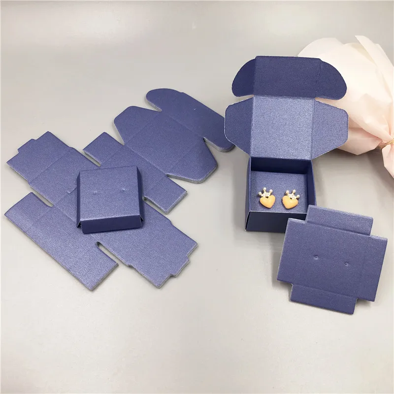 dark blue Красочные картонные 4x4x2,5 см маленькие серьги ювелирные изделия упаковка легко переносить коробки, Diy дизайн пустой крафт подарочная коробка - Цвет: dark blue