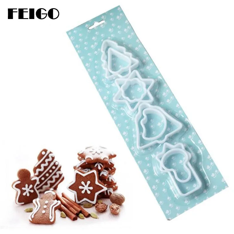 

FEIGO 1 Set Cookies Mold Biscuits Desserts Paste Cutters DIY Hearts Round Square Tree Jingerbreadmen Moulds Cake Decoration F195