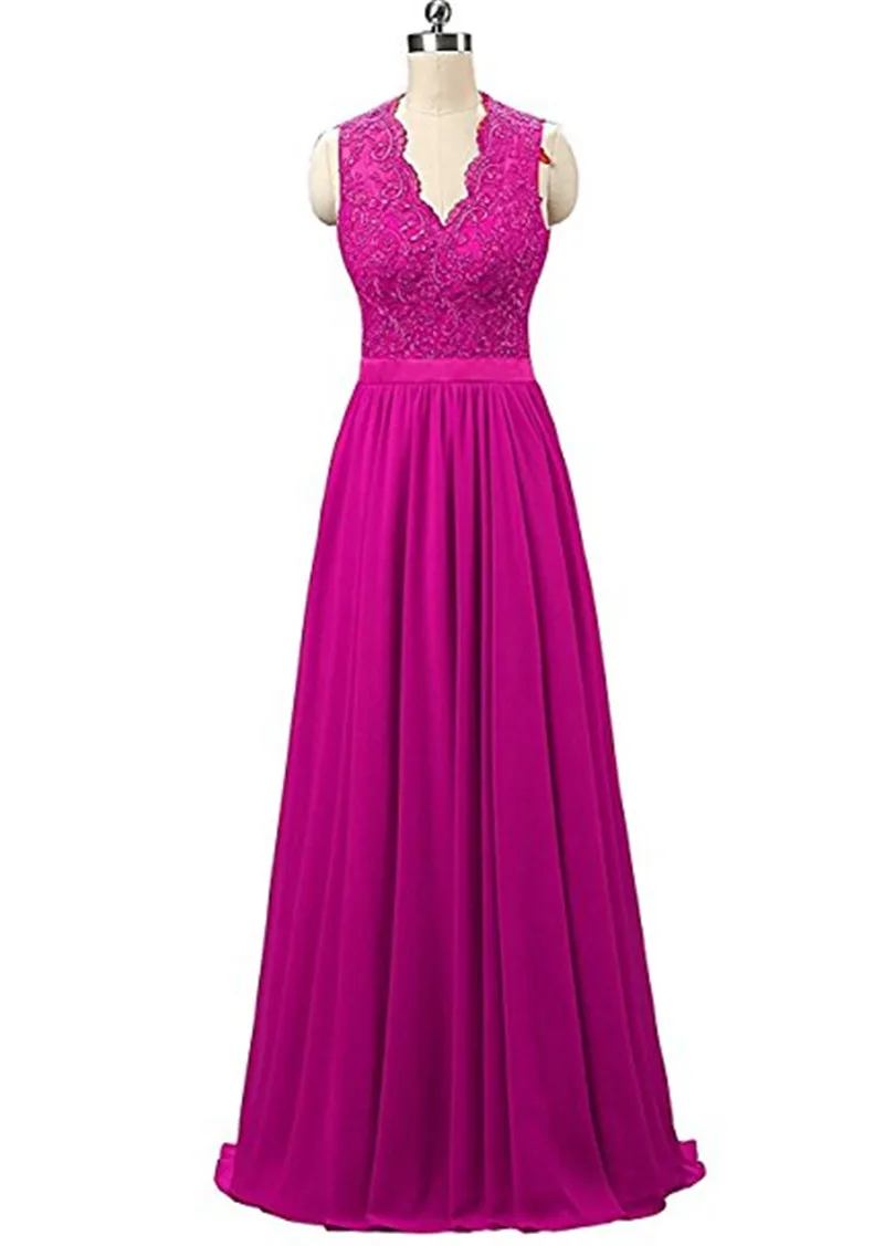 Шифоновое платье с V-образным вырезом и аппликацией в пол | Свадьбы торжества