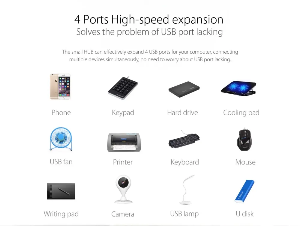 ORICO USB 3,0 концентратор 4 порта мини концентратор Поддержка OTG функция для MacBook ноутбук планшетный компьютер OTG usb-хаб 15 см длина кабеля