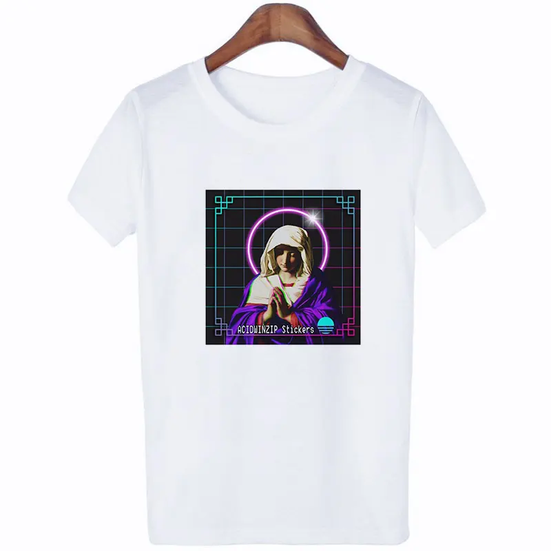 Женская одежда с надписью Key летняя модная женская футболка Blessed Virgin Mary Tumblr