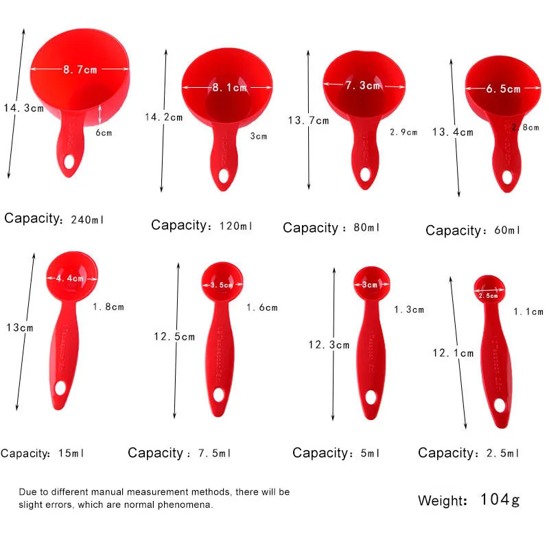 8pcs/Set ABS Measuring Spoon For Baking Coffee Cake Making Kit Practical Kitchen Tool Accessories Measure | Дом и сад