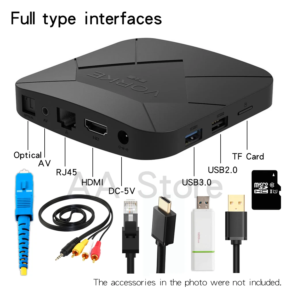 ТВ-приставка Vorke Z7 Android 9 0 Смарт IPTV Allwinner H6 четырехъядерный 1 8 ГГц 6K HDR 2G/4G RAM 32G/64G ROM HDMI