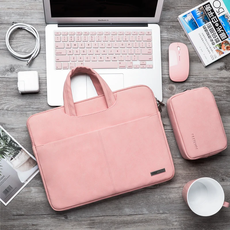 

Laptop Bag 12 13.3 14 15.6 inch Notebook Sleeve Shoulder Bag Women Men Solid Briefcase Handbag for Macbook Air Pro 13 15 16 2020
