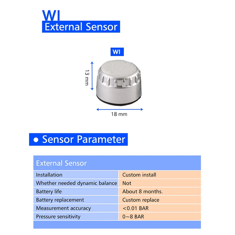 D580C-WI Автомобильная сигнализация давления в шинах в режиме реального времени цифровая система контроля давления в шинах Беспроводная умная система TPMS с 4 внешними датчиками