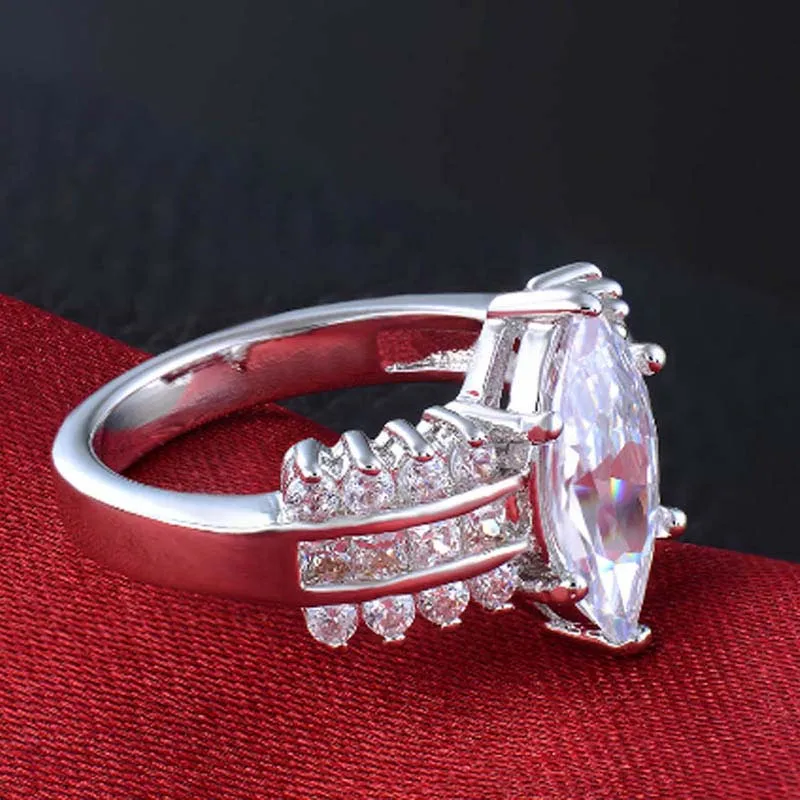 YaYI Fashion Women's Jewelry Ring CZ Silver Color Engagement Rings wedding Party gift |