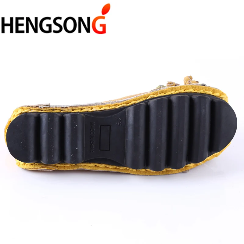 HENGSONG/Женская обувь ручной работы на плоской подошве мокасины из натуральной кожи
