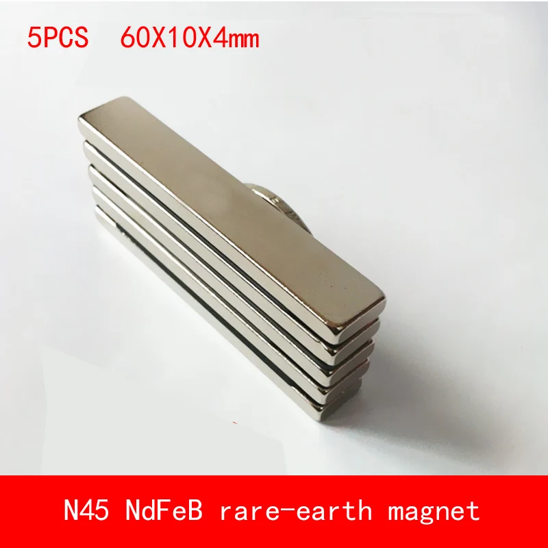5 шт. 60*10*4 мм N45 strtip Strong NdFeB редкоземельный Перманентный магнит покрытие никель 60x10x4