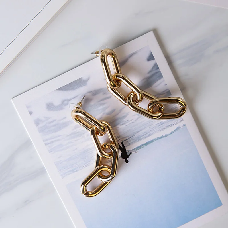 Женские массивные серьги с толстой цепочкой уникальные вечерние в стиле панк