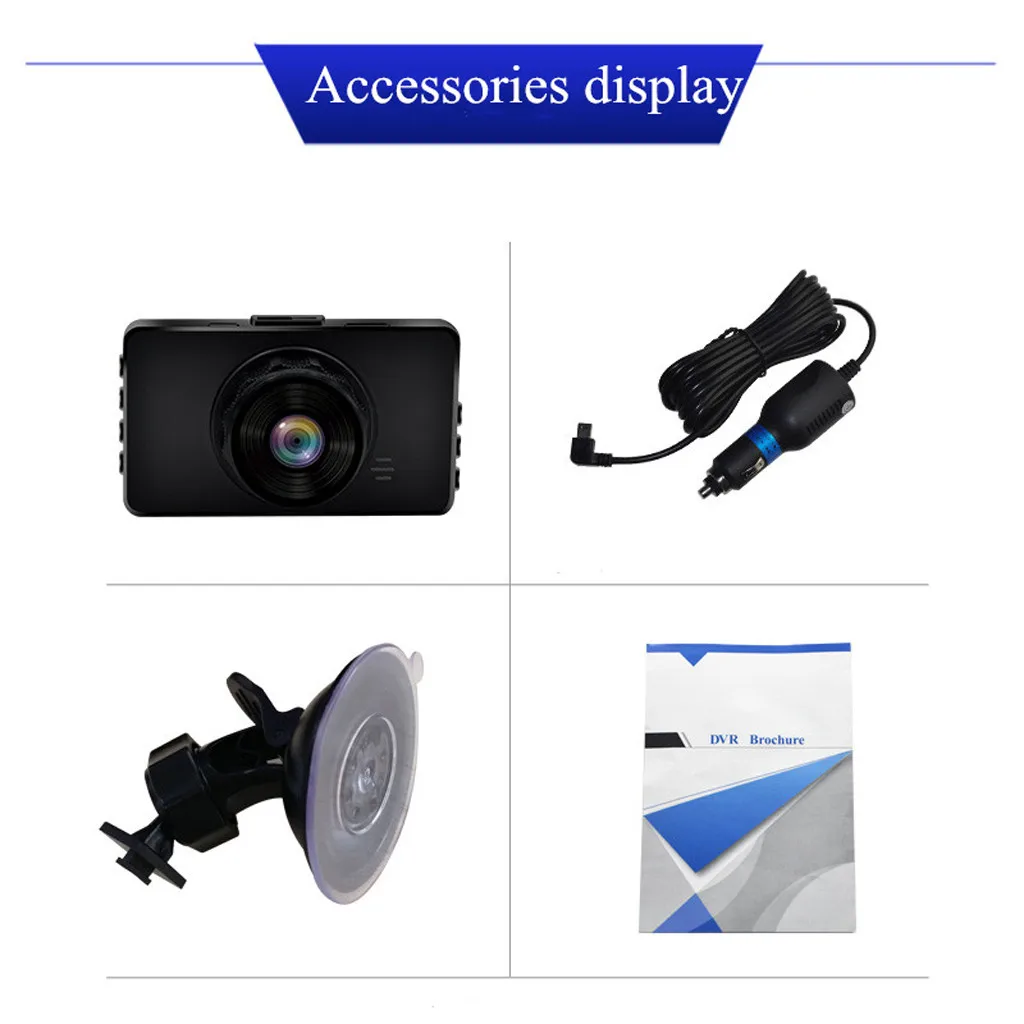 Автомобильный видеорегистратор 3 дюймовый экран ночного видения 1080P HD угол