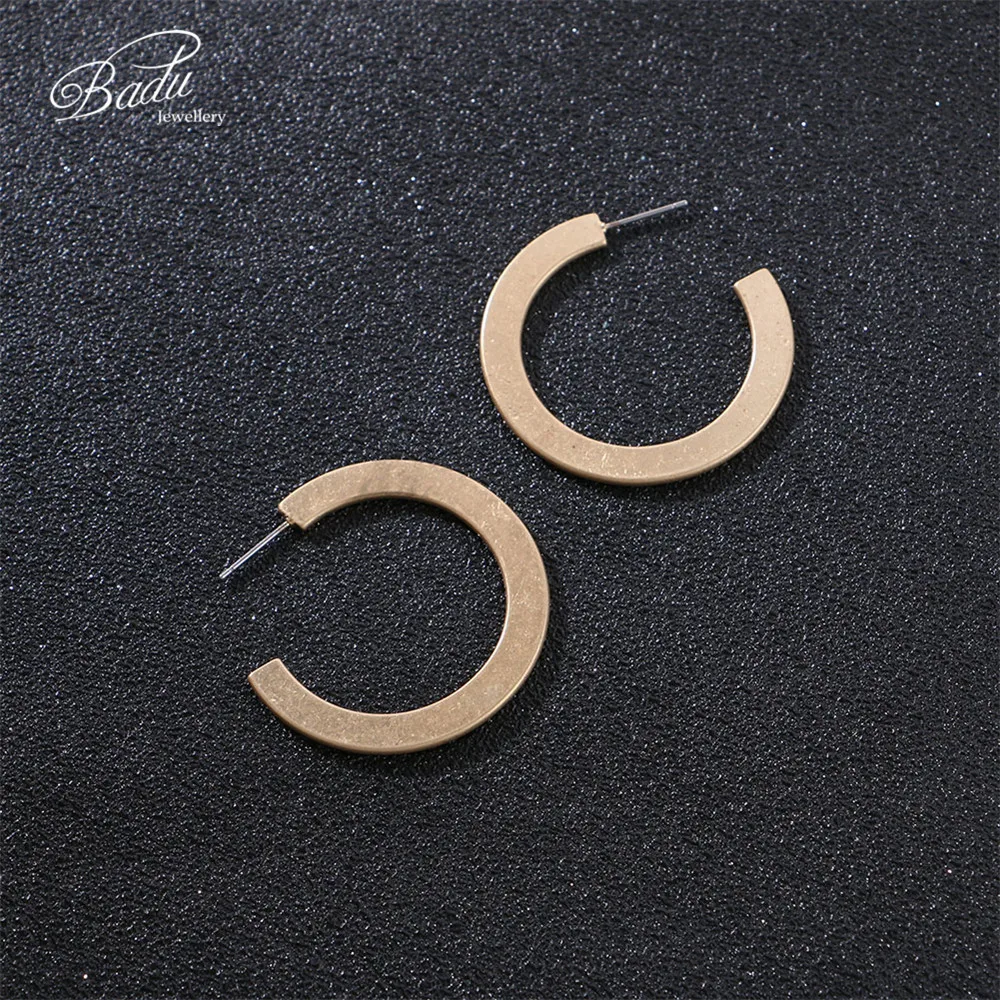 Badu Round Stud Earring Golden Punk Vintage Retro Style Jewelry Women Fashion Frosted Gold Studs Wholesale | Украшения и