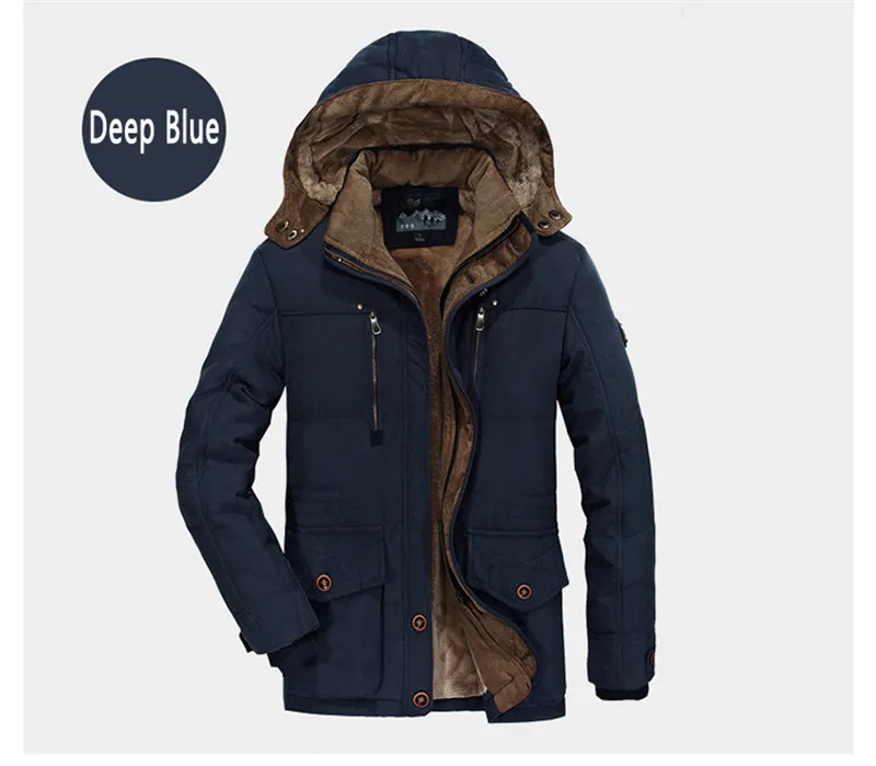 dark blue Размера плюс L~ 5XL 6XL Для мужчин зимние, на флисе, с мехом, теплая плотная куртка из мягкого хлопка в стиле милитари куртка-парка Для мужчин съемный капюшон пальто куртка - Цвет: dark blue