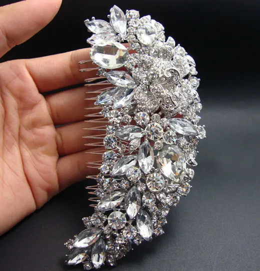 

Fashion Bridal Hair Accessories Wedding Hair Comb Rhinestone Crystal Rose Flower Hair Comb Bridesmaid Jewelry
