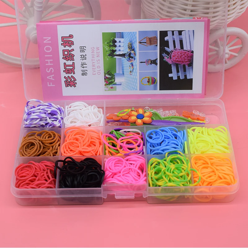 600 Uds. De juguetes para ni&ntilde;os, bandas de goma, brazalete para el pelo de ni&ntilde;a, pulseras tejidas de goma de colores, regalo para ni&ntilde;os, juguete-0