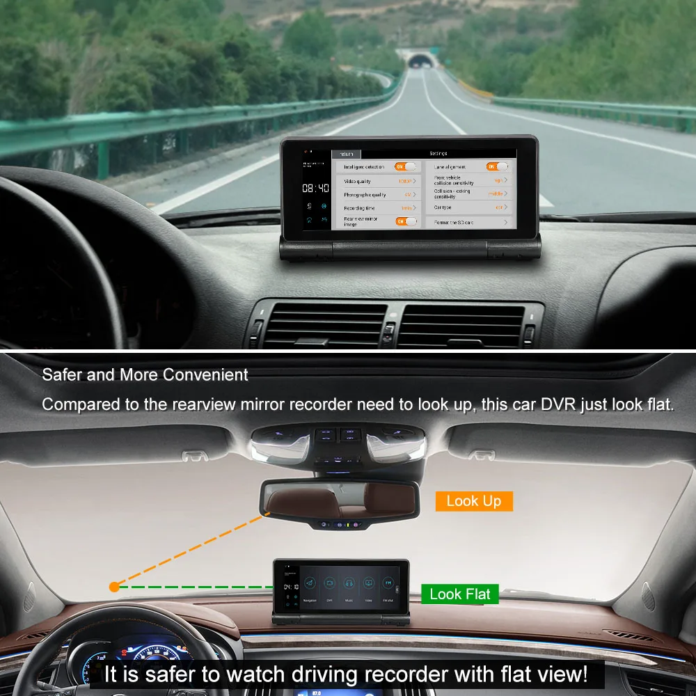 KKmoon Видеорегистраторы для автомобилей Двойной объектив Dash Cam 7 &quot1080P
