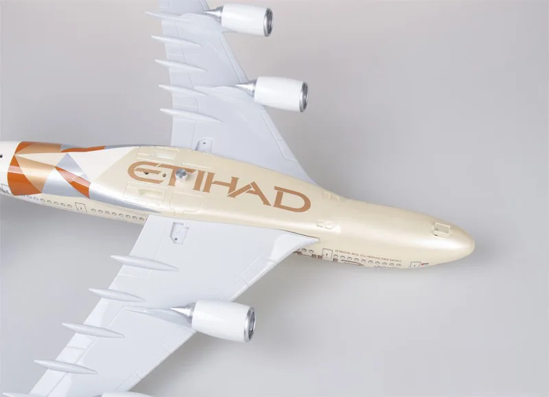 1/160 масштаб ETIHAD Воздушный самолет модель Airbus A380 ETIHAD модель с колесо с подсветкой литая под давлением пластиковая Смола самолет детский подарок