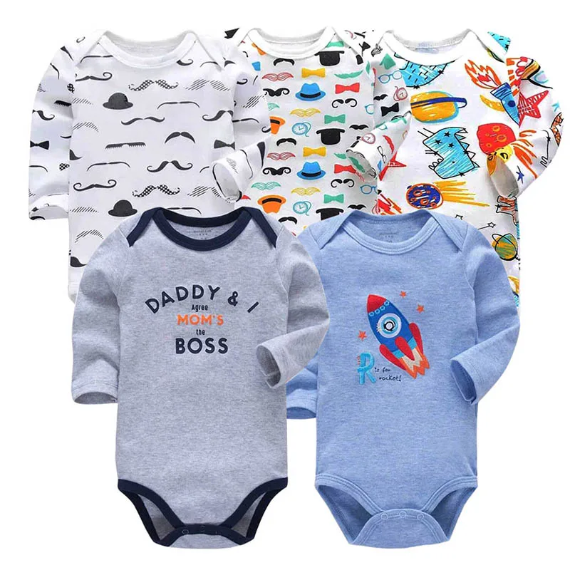 5 шт./комплект детское хлопковое боди с длинным рукавом| |