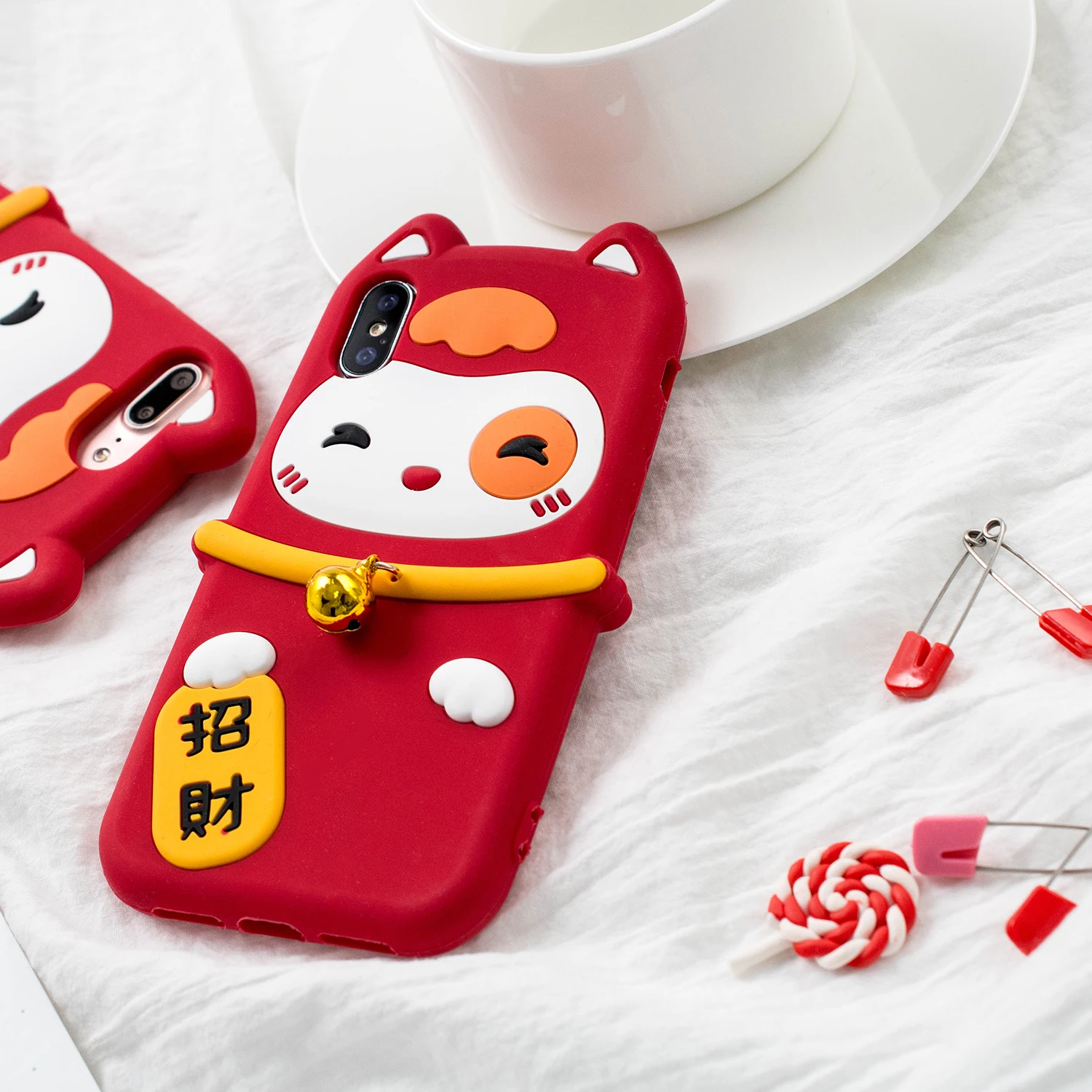 Для iphone X Lucky Cat Силиконовый чехол для 7/7 plus/6 S plus 8 манэки-нэко \ праздничный мягкий