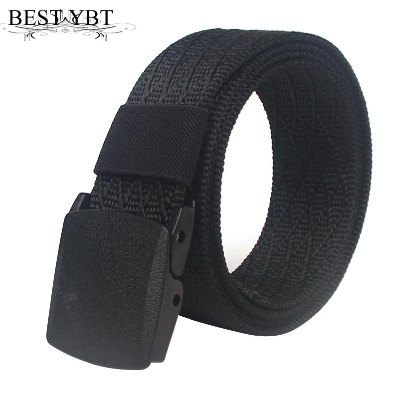 

Best YBT Unisex belt fashion weaving Nylon Men Plastic smooth buckle belt high quality Men and Women casual belt
