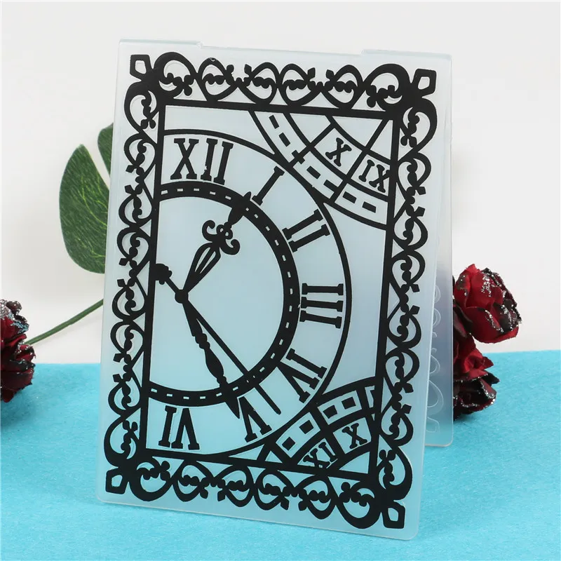 clock Сердце листья пластиковая папка для тиснения для скрапбукинга изготовление бумажных карточек DIY ремесло альбом скрапбукинг украшения - Цвет: clock