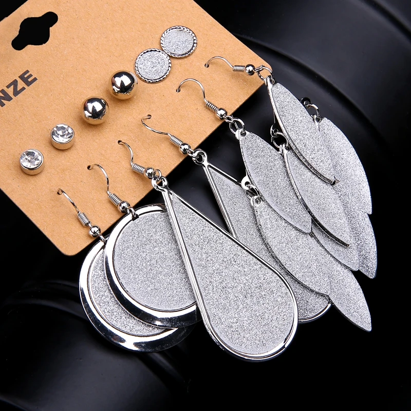 Danze 6 пар/лот золото Цвет Винтаж панк капли воды листьев матовые Кристаллические