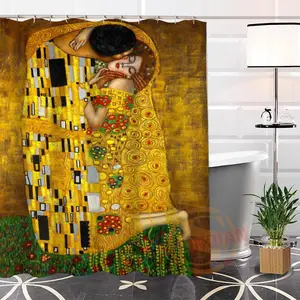 Занавеска для душа Klimt, уникальная водонепроницаемая Шторка для ванной из полиэстера, с принтом в виде известных картин, 3D, подарок