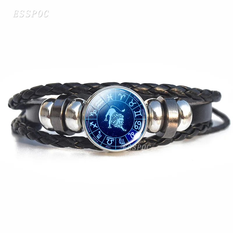 2019 Новое поступление мужской браслет 12 знаков зодиака стеклянные куполообразный