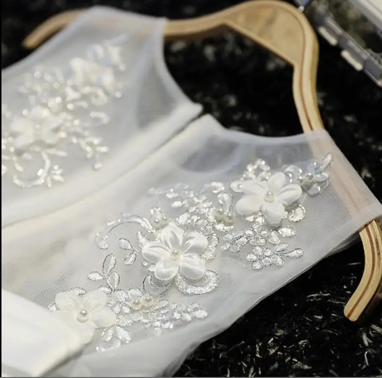 Appliques Beads Tulle Flower Girl Dress For Wedding Party Christmas Kids Princess Birthday Prom First communion Gowns | Детская одежда