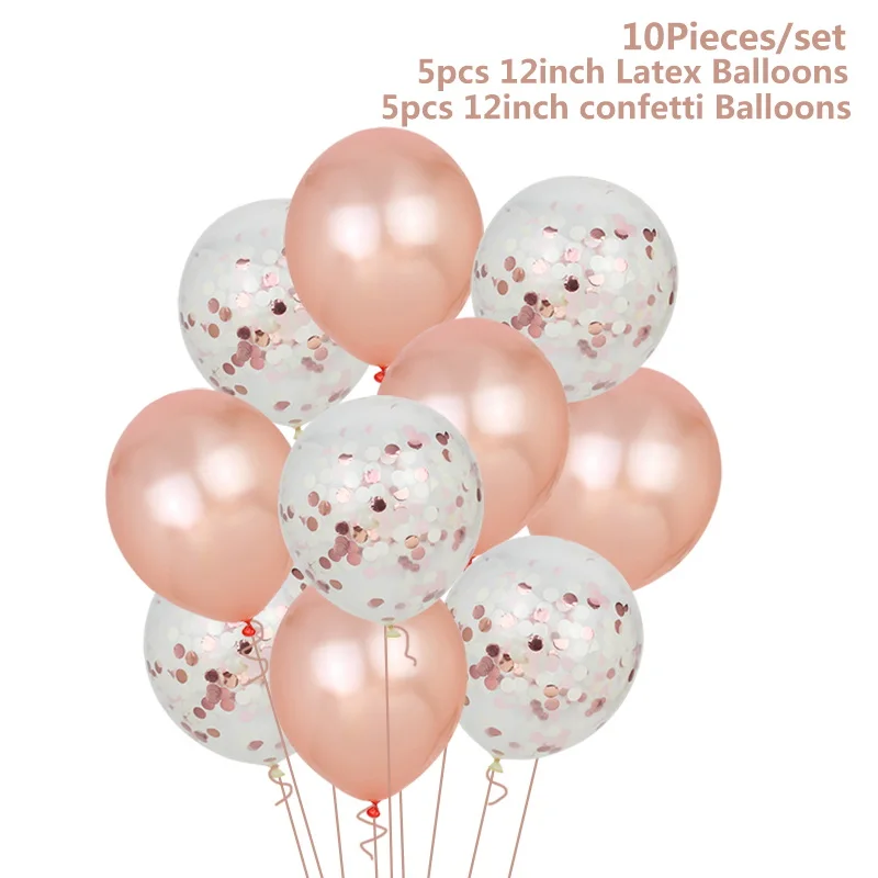 HUADODO Rose Gold Air Balloon Star Heart Foil Balloons for Wedding Party Decor Happy Birthday Decorations Baby Shower - Цвет: 10pcs Rose Set1
