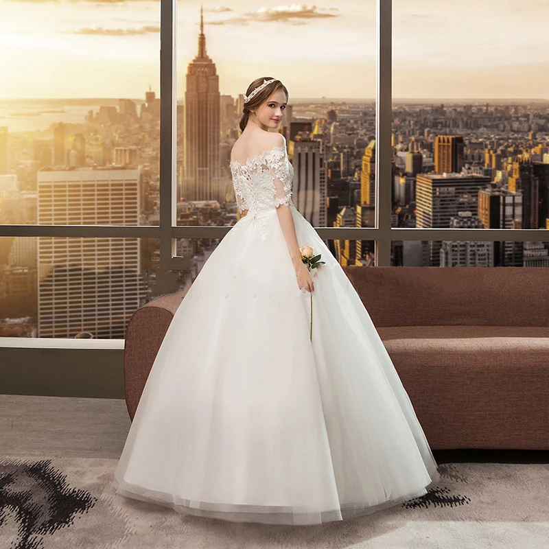 Ламия 2021 Винтаж свадебное платье Vestido De Noiva половина с кружевными рукавами Для