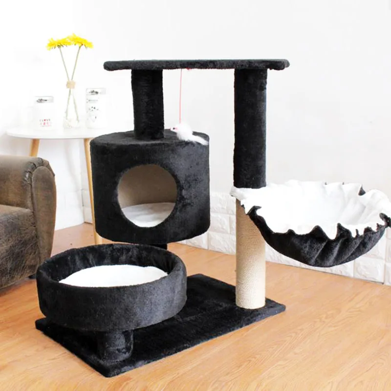 2 HEYPET домик на дереве для кошек с подвесным шаром, мебель для котенка, Когтеточка из цельного дерева для кошек, скалолазание, рама для кошек - Цвет: 2