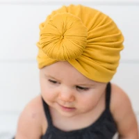 infant newborn kids baby hats turbans caps lovely children headwear wrinkle solid caps toddler cap accessories with flower