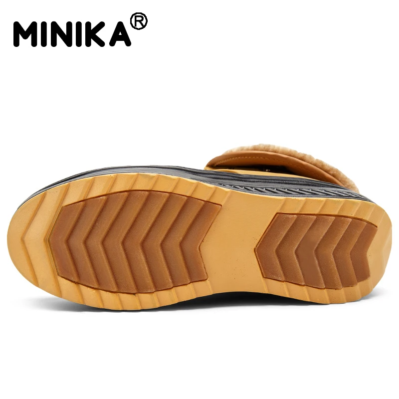 Minika/женские ботинки с мехом 2018 Зимние ботильоны на танкетке женская теплая обувь