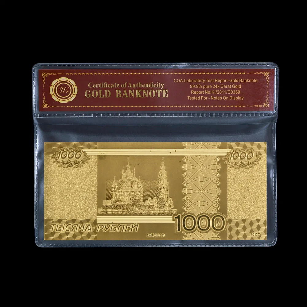 Банкнота 24K позолоченная Россия 100 рубль Золотая Банкнота с ПВХ COA подарок для бизнеса и сбора русские банкноты