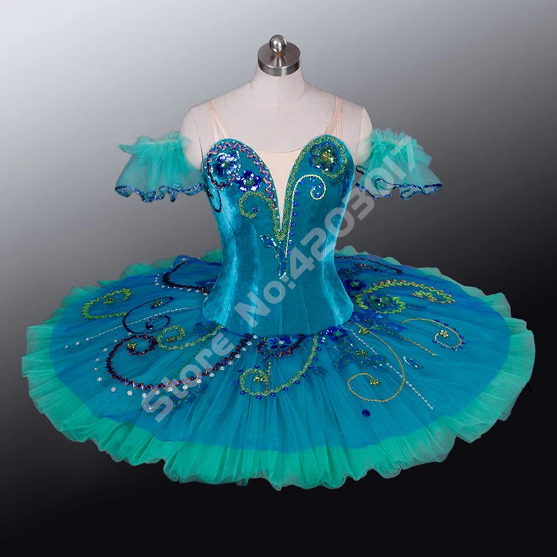 

Adult Child Professional Ballet Tutus Green Fairy Peformance Stage Pancake Tutus Girls Dance Costumes Dancewear Women B1156