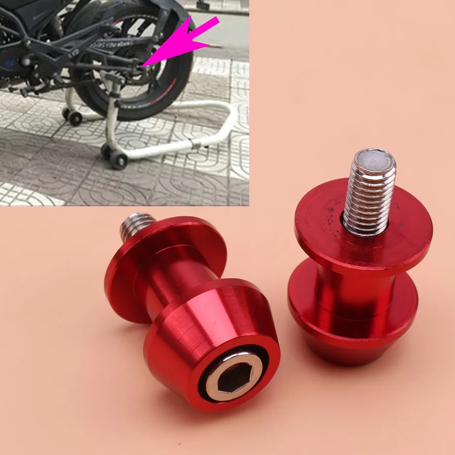 

2x 8mm Rear Stand Swing Arm Spool Sliders Racing Stand Swingarm Bobbins Spools Stand Screws Red for Motocycles Custom
